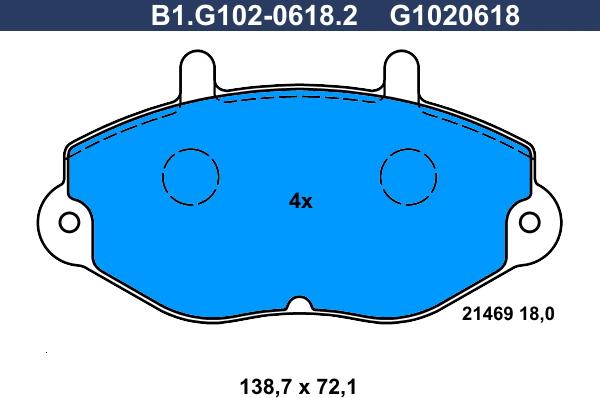 Galfer B1.G102-0618.2 - Тормозные колодки, дисковые, комплект autospares.lv