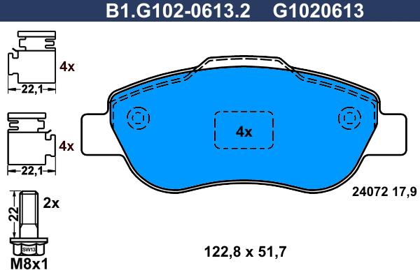 Galfer B1.G102-0613.2 - Тормозные колодки, дисковые, комплект autospares.lv