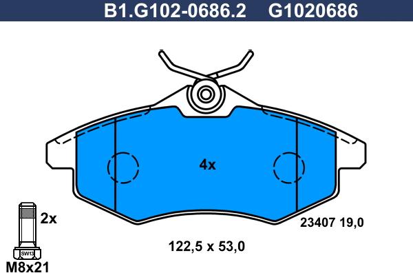 Galfer B1.G102-0686.2 - Тормозные колодки, дисковые, комплект autospares.lv