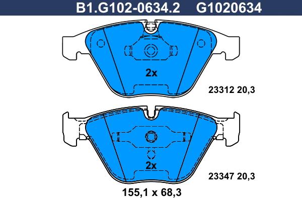 Galfer B1.G102-0634.2 - Тормозные колодки, дисковые, комплект autospares.lv