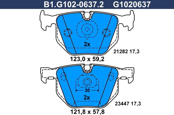 Galfer B1.G102-0637.2 - Тормозные колодки, дисковые, комплект autospares.lv