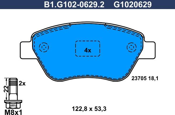 Galfer B1.G102-0629.2 - Тормозные колодки, дисковые, комплект autospares.lv