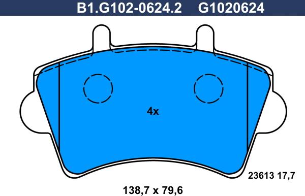 Galfer B1.G102-0624.2 - Тормозные колодки, дисковые, комплект autospares.lv