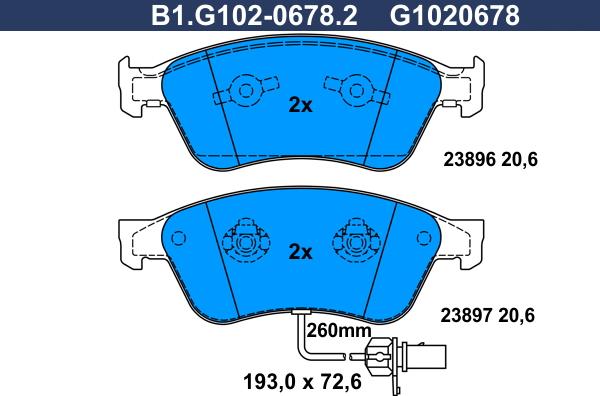 Galfer B1.G102-0678.2 - Тормозные колодки, дисковые, комплект autospares.lv