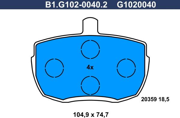 Galfer B1.G102-0040.2 - Тормозные колодки, дисковые, комплект autospares.lv