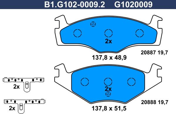 Galfer B1.G102-0009.2 - Тормозные колодки, дисковые, комплект autospares.lv