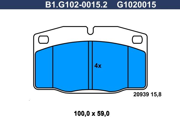 Galfer B1.G102-0015.2 - Тормозные колодки, дисковые, комплект autospares.lv