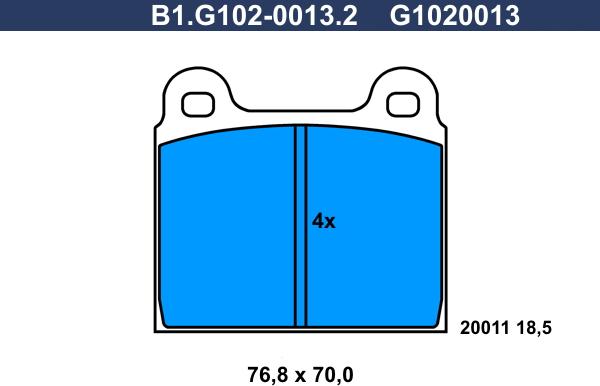 Galfer B1.G102-0013.2 - Тормозные колодки, дисковые, комплект autospares.lv