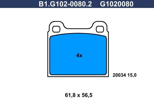 Galfer B1.G102-0080.2 - Тормозные колодки, дисковые, комплект autospares.lv