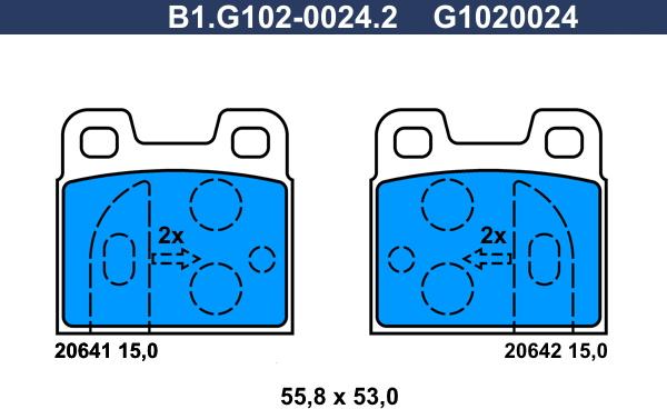 Galfer B1.G102-0024.2 - Тормозные колодки, дисковые, комплект autospares.lv