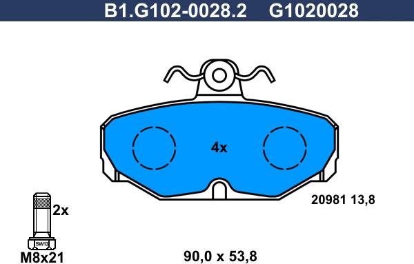 Galfer B1.G102-0028.2 - Тормозные колодки, дисковые, комплект autospares.lv