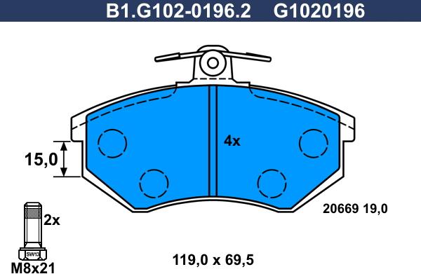 Galfer B1.G102-0196.2 - Тормозные колодки, дисковые, комплект autospares.lv