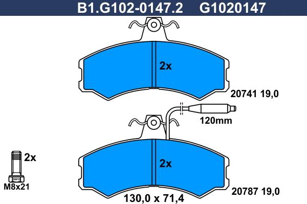 Galfer B1.G102-0147.2 - Тормозные колодки, дисковые, комплект autospares.lv