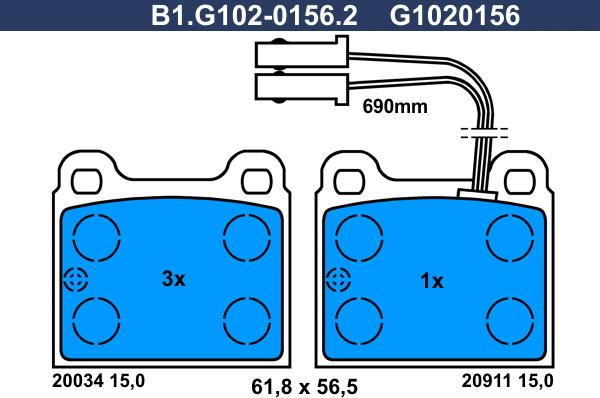 Galfer B1.G102-0156.2 - Тормозные колодки, дисковые, комплект autospares.lv