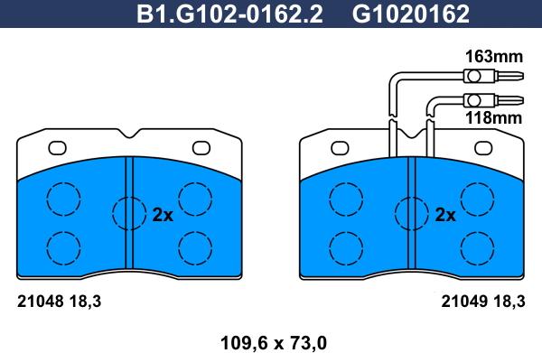 Galfer B1.G102-0162.2 - Тормозные колодки, дисковые, комплект autospares.lv