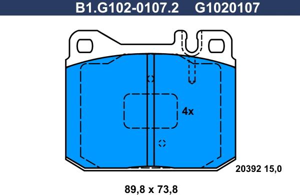 Galfer B1.G102-0107.2 - Тормозные колодки, дисковые, комплект autospares.lv