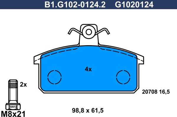 Galfer B1.G102-0124.2 - Тормозные колодки, дисковые, комплект autospares.lv