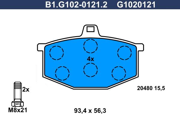 Galfer B1.G102-0121.2 - Тормозные колодки, дисковые, комплект autospares.lv