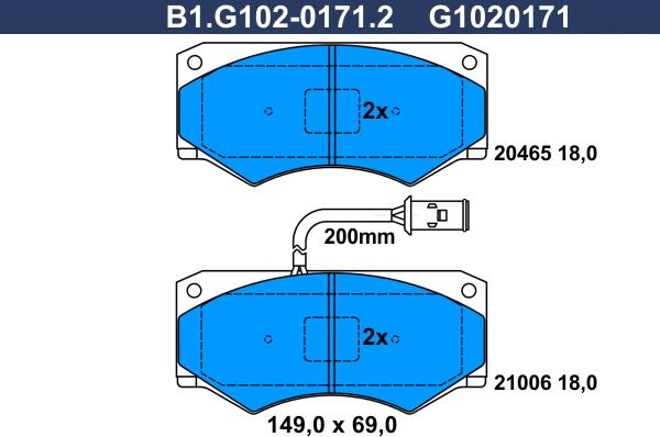 Galfer B1.G102-0171.2 - Тормозные колодки, дисковые, комплект autospares.lv