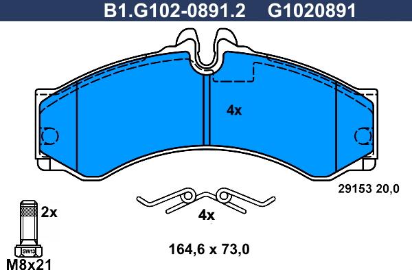 Galfer B1.G102-0891.2 - Тормозные колодки, дисковые, комплект autospares.lv