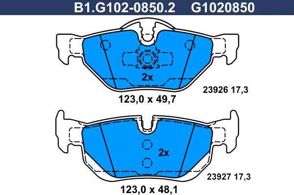 Galfer B1.G102-0850.2 - Тормозные колодки, дисковые, комплект autospares.lv