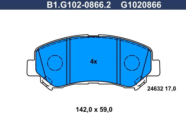 Galfer B1.G102-0866.2 - Тормозные колодки, дисковые, комплект autospares.lv