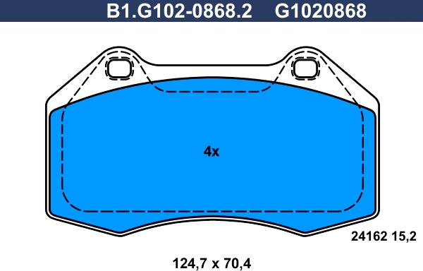 Galfer B1.G102-0868.2 - Тормозные колодки, дисковые, комплект autospares.lv