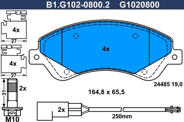 Galfer B1.G102-0800.2 - Тормозные колодки, дисковые, комплект autospares.lv