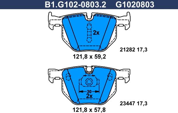 Galfer B1.G102-0803.2 - Тормозные колодки, дисковые, комплект autospares.lv