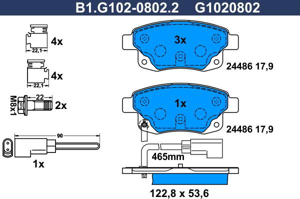 Galfer B1.G102-0802.2 - Тормозные колодки, дисковые, комплект autospares.lv