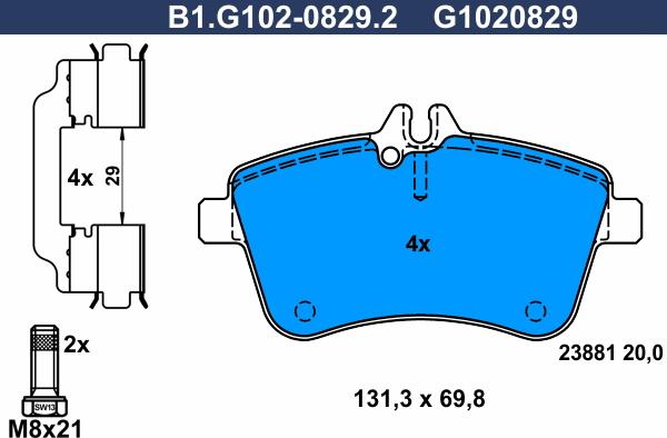 Galfer B1.G102-0829.2 - Тормозные колодки, дисковые, комплект autospares.lv