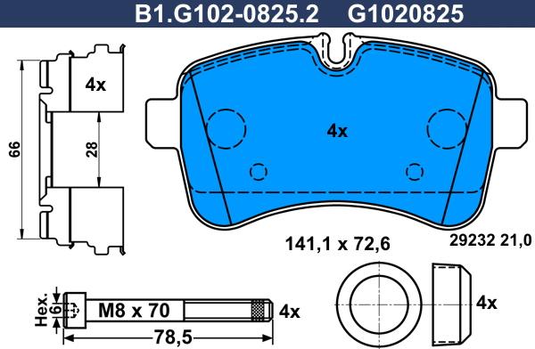 Galfer B1.G102-0825.2 - Тормозные колодки, дисковые, комплект autospares.lv