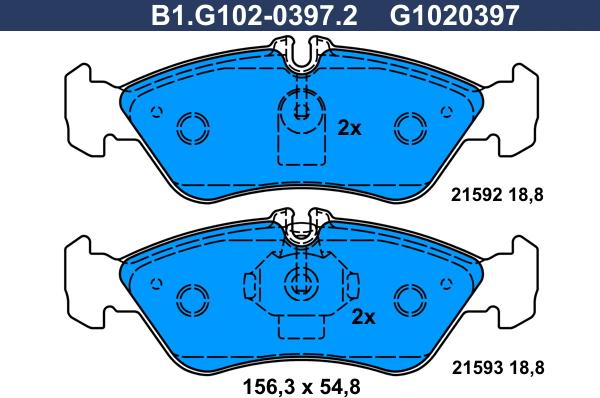 Galfer B1.G102-0397.2 - Тормозные колодки, дисковые, комплект autospares.lv