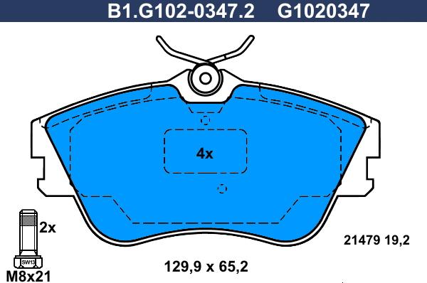 Galfer B1.G102-0347.2 - Тормозные колодки, дисковые, комплект autospares.lv