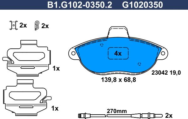 Galfer B1.G102-0350.2 - Тормозные колодки, дисковые, комплект autospares.lv