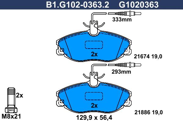 Galfer B1.G102-0363.2 - Тормозные колодки, дисковые, комплект autospares.lv