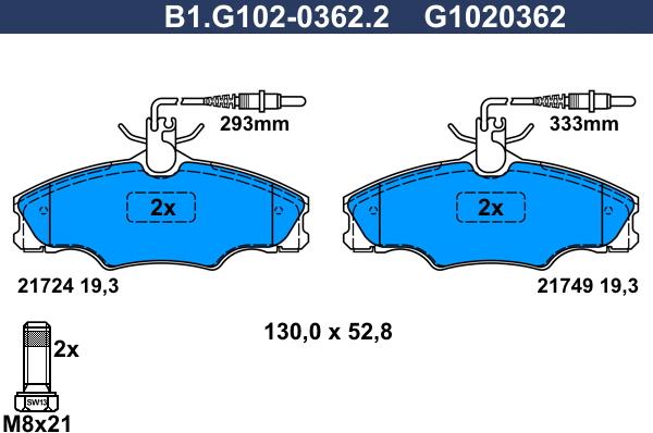 Galfer B1.G102-0362.2 - Тормозные колодки, дисковые, комплект autospares.lv