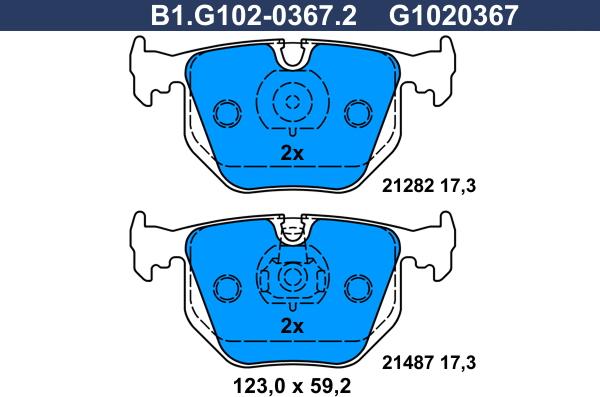 Galfer B1.G102-0367.2 - Тормозные колодки, дисковые, комплект autospares.lv