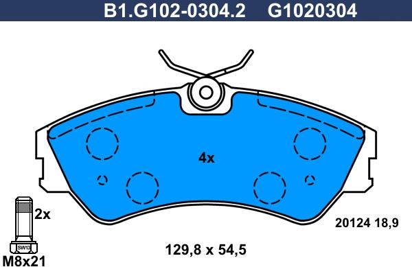 Galfer B1.G102-0304.2 - Тормозные колодки, дисковые, комплект autospares.lv