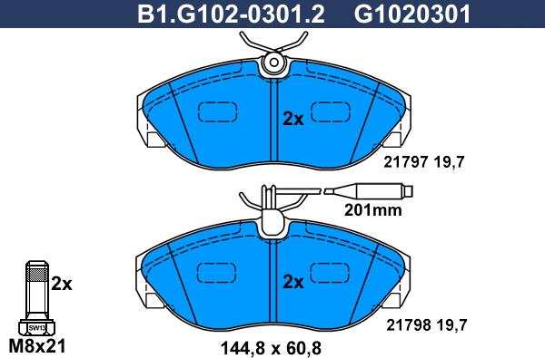 Galfer B1.G102-0301.2 - Тормозные колодки, дисковые, комплект autospares.lv