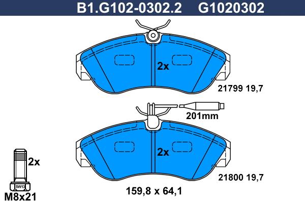 Galfer B1.G102-0302.2 - Тормозные колодки, дисковые, комплект autospares.lv