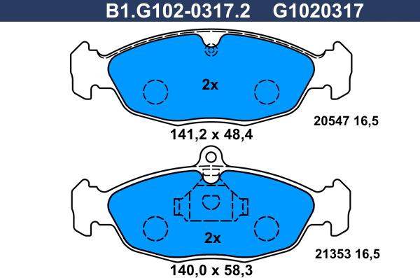 Galfer B1.G102-0317.2 - Тормозные колодки, дисковые, комплект autospares.lv