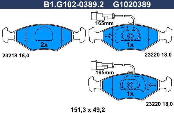 Galfer B1.G102-0389.2 - Тормозные колодки, дисковые, комплект autospares.lv