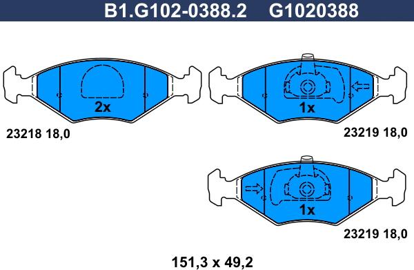 Galfer B1.G102-0388.2 - Тормозные колодки, дисковые, комплект autospares.lv