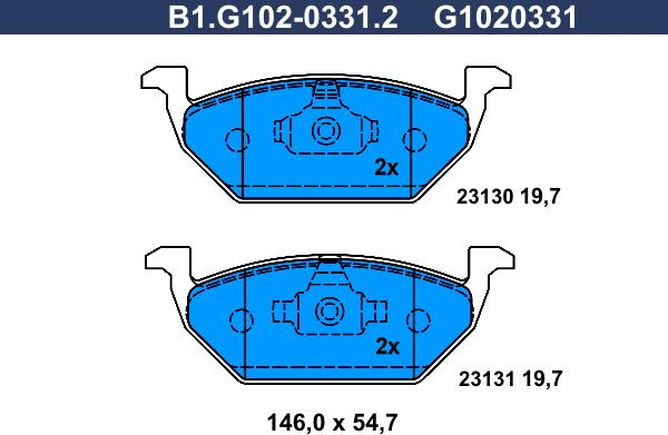 Galfer B1.G102-0331.2 - Тормозные колодки, дисковые, комплект autospares.lv