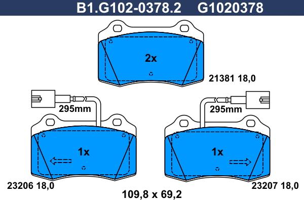 Galfer B1.G102-0378.2 - Тормозные колодки, дисковые, комплект autospares.lv