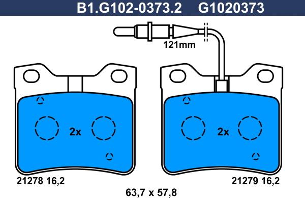 Galfer B1.G102-0373.2 - Тормозные колодки, дисковые, комплект autospares.lv