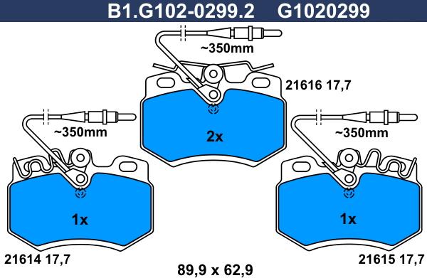 Galfer B1.G102-0299.2 - Тормозные колодки, дисковые, комплект autospares.lv