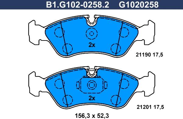 Galfer B1.G102-0258.2 - Тормозные колодки, дисковые, комплект autospares.lv