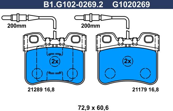 Galfer B1.G102-0269.2 - Тормозные колодки, дисковые, комплект autospares.lv